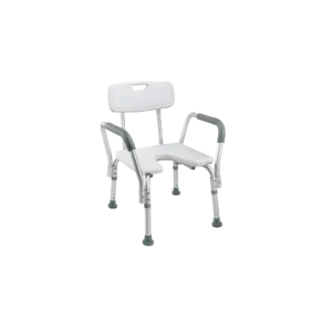 כסא רחצה אלומיניום עם פתח U וידיות