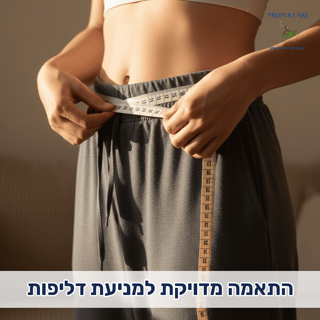 ידיים מודדות היקף מותניים בעזרת סרט מדידה רך