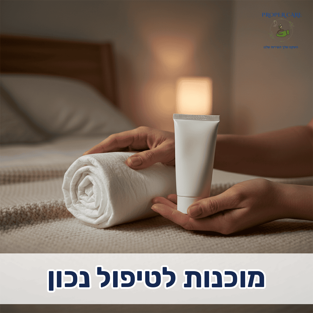 ידיים מכינות חיתול למבוגרים ומשחת החתלה להחלפה