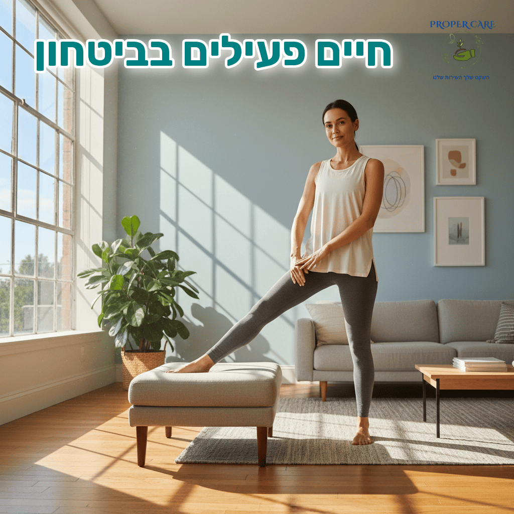 אדם מבצע מתיחות קלות בבוקר בחופשיות ובביטחון