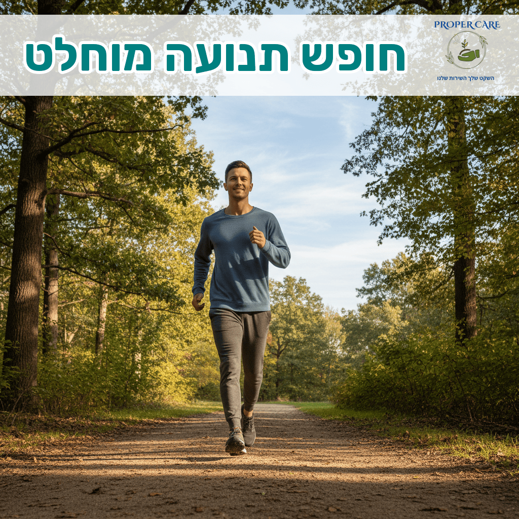 אדם פעיל הולך בביטחון בטבע עם בגדי ספורט נוחים